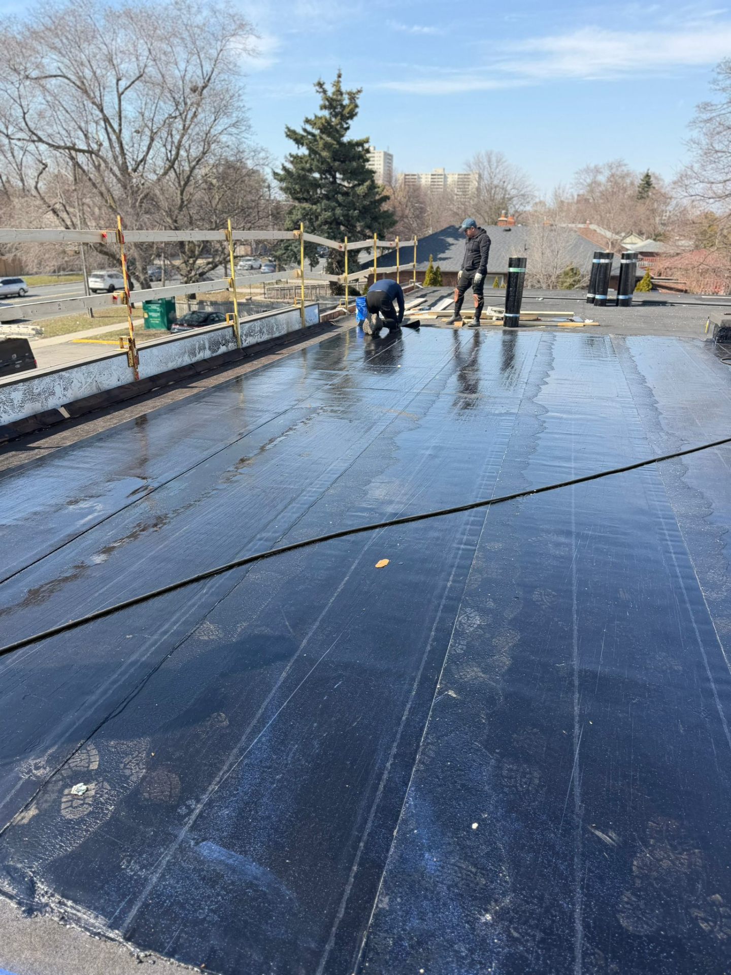 Flat roofing project with TPO membrane